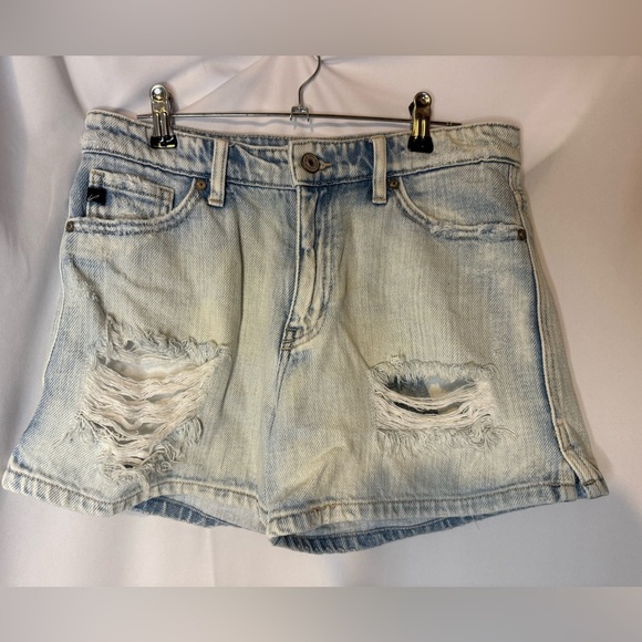 Kancan Women’s Light Blue Distressed Denim Shorts Small - Picture 1 of 4